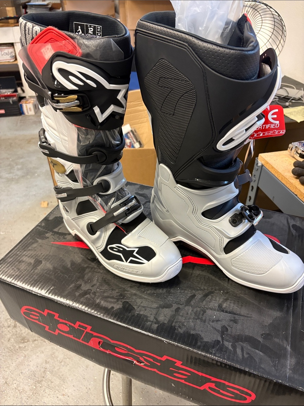 Alpinestars motorcycle boots grey red black NWT